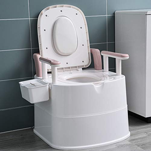 Inodoro portátil para mujeres mayores embarazadas con reposabrazos y caja de pañuelos, inodoro móvil para dormitorio, hospital, camping, capacidad de 250 kg