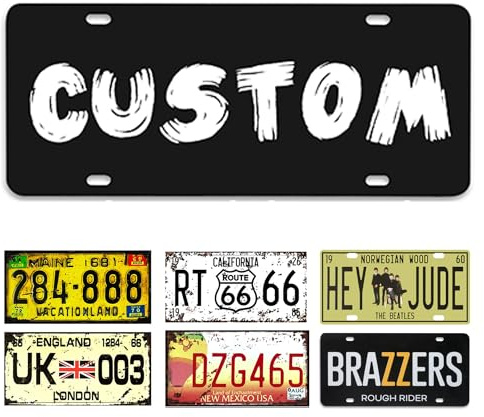 Handimake - Placa de matrícula personalizada, 6 x 12 pulgadas, placa de matrícula personalizada para la parte delantera del coche, placas de matrícula con nombre de texto foto, etiquetas de coche para