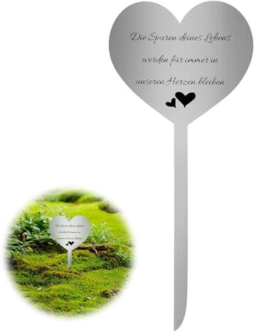 Onperpoe Grabstecker Edelstahl Grabschmuck Herz Blumenstecker Herz Form Personalisierte Grabdekoration Wetterfest Persönliche Friedhof Grabdeko Grabgestecke Grabschmuck Wetterfest Urnengrab 28cm