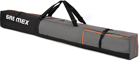 GREMEX Skitasche 160 cm - Wasserdicht umd robust - Leichte Tasche für 1 Paar Ski - Ergonomischer kompakter Skisack - Alpin Ski Zubehör Reise Sport Ausrüstung - Praktisch für Transport und Aufbewahrung