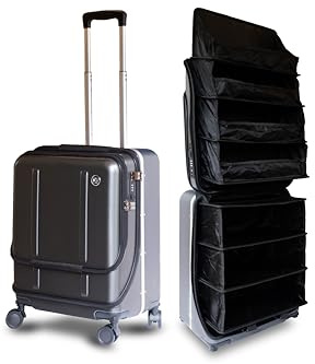 EDISON LAB Flip Der Koffer, der sich in ein Regal verwandelt, 47 l, Handgepäck, leicht, Polycarbonat, leise, abnehmbare Räder, TSA-Schloss, vorne offen, PC-Kabine, zugelassen für Geschäftsreisen