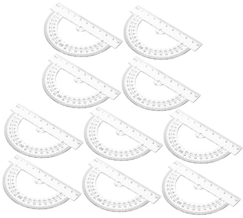 ROMISBABA Regla De Ángulos Transportadora Paquete De 10 Para Aulas Matemáticas Geometría Transportador De Borrado En Seco Plástico Medición