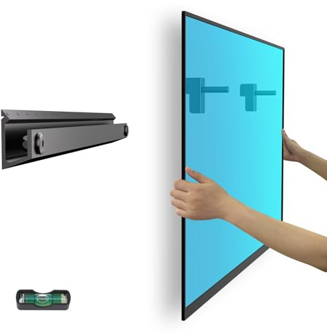 Aetubree No Drill TV Wall Mount, TV Brackets for 22-55 inch Flat Screen TVs Ultra Slim TV Wall Bracket Universal Hold Up to 45KG, Max VESA 400x400mm, +5° Tilt, Easy Install (Black)