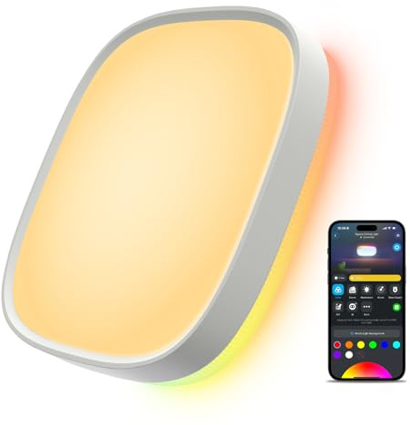 Govee Smart Ceiling Light, RGBIC LED Square Ceiling Light Fixture Works with Matter, 2400LM Flush Mount Light Fixture, DIY Colors, 2700K-6500K Dimmable for Bedroom, Living Room, 12 Inch, 1 Pack