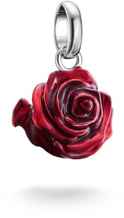 Thomas Sabo Charm-hänge röd rosblomma – Connect charm av återvunnet 925 silver med röd emalj