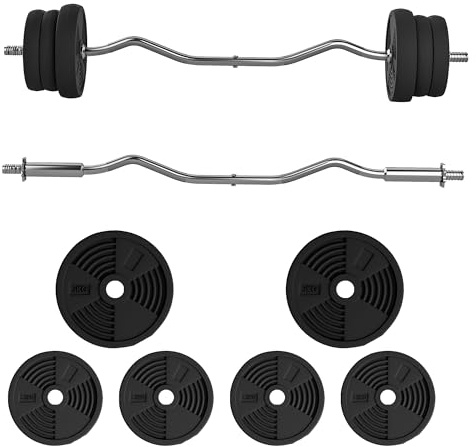 SPORTNOW Set di manubri da 25 kg, bilanciere con dischi di peso da 5 kg e 2,5 kg, barra lunga, con impugnatura antiscivolo, esercizi di fitness a casa e palestra, nero