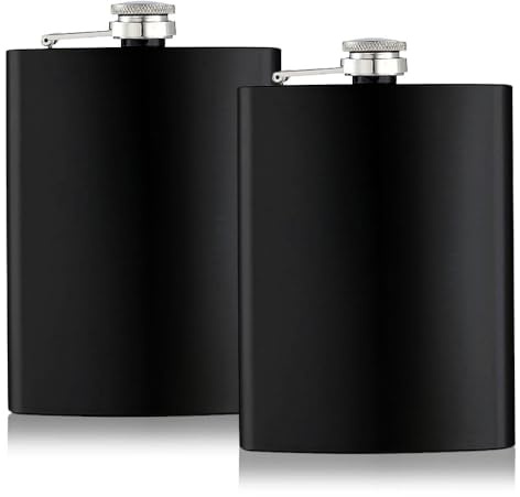 Aieino 2 Pack 8oz Hip Flasks for Men Women, Stainless Steel Portable Hip Flask Food Grade for Camping Climbing Barbecue Party for Whiskey Liquor Alcohol Drinks