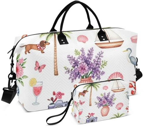 Resa tygväska set dubbel väska uppsättning ultraljud quiltade blixtlåsfack snygg camping, Kuststugor, One Size, Klassisk