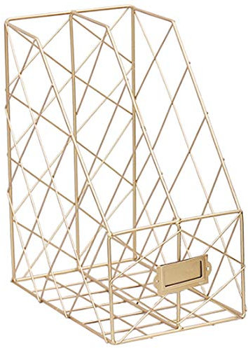 FutureShapers 2-Fach Metall Stehsammler Briefablage Dokumentenablage Desktop Zeitschriftensammler Büro Organizer (Gold)