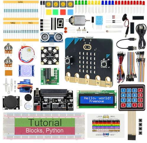 Freenove Ultimate Starter Kit for BBC Micro bit (V2 Included), 316-Page Detailed Tutorial, 225 Items, 44 Projects, Blocks and Python Code