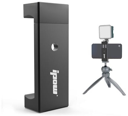 ipow Handy Stativ Adapter Halterung aus Metall für Smartphone kompatibel mit Stativ Tripod Monopod Selfie Stick mit Standard 1/4-20 Schraubenkopf, wie Samsung iPhone Huawei u.m