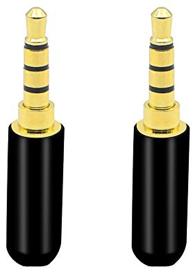 PNGKNYOCN connecteur 3.5mm jack a souder, 1/8 TRRS 4 pôles plaqué or Connecteur de borne de câble audio de remplacement pour réparation et remplacement de casque stéréo DIY (2-pack)