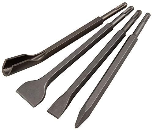 McPower Meißel-Set 4-teilig | SDS-Aufnahme | Spitzmeißel, Flachmeißel, Breitmeißel, Hohlmeißel | 250 mm lang | Für Bohrhammer und SDS-Maschinen