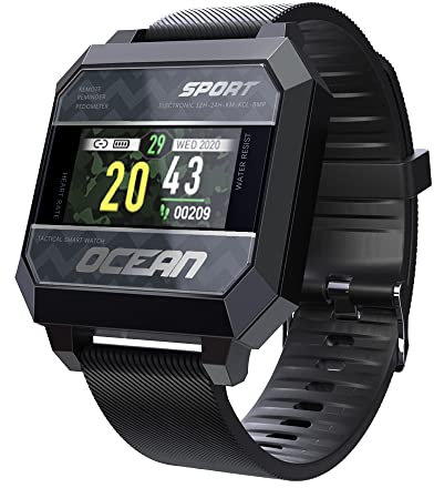 SDTYYP LOKMAT Ocean 2 Pulse Anti-Fatica Orologi da Polso digitali Fitness Tracker Uomo Smart Watch con Telecomando Intelligente per Android iOS (Black)