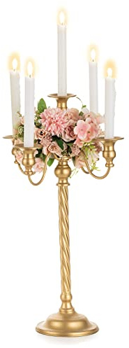 Nuptio Candelabro de Pie Oro: 53cm Candelabros de Metal de La Vendimia El Centro de Mesa Candleardra Antiguo Titular de Los Candelabros, La Recepción de La Boda Aniversario Cumpleaños de Vacaciones