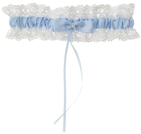 Strumpfband Spitze Hochzeit,Braut Strumpfband aus Spitze Blau Weisses Brautstrumpfband Spitze Bogen Strumpfbänder Hochzeitsstrumpfband für Brautaccessoires Braut Geschenk Garters