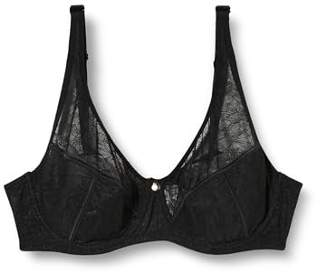 Dagi Women's Underwire Fixed Strap Bra Minimiser Bra, Black,