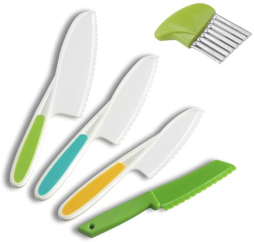Goodchef Kindermesser 5-teiliges Kinder-Küchenmesser-Set zum Schneiden und Kochen von Obst oder Gemüse für Kleinkinder, Kochmesser Sicherheit Messer ab 2 jahre Geschenksets für Kinder