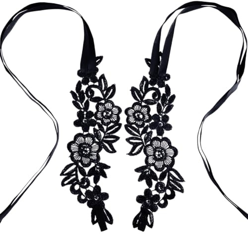 craspire 2 paires Sexy Dentelle Broderie Bracelet de Cheville avec Anneau D'Orteil Floral Pieds Nus Sandales Pied Bijoux Noir pour Mariage Bal Fête Nuptiale Plage Bijoux Femme Fille