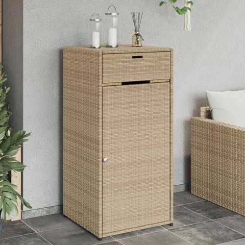 ZEYUAN Armario de almacenaje de jardín ratán PE Beige 55x55x111 cm, Armario Exterior Escobero, Mueble Exterior Almacenaje, Armario Exterior Jardin, Muebles Jardin Exterior - 365562