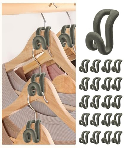 Kireida Verbindungshaken für Kleiderbügel, 20 Stück, Samtbezug, rutschfest, platzsparend, Grau