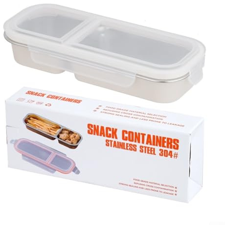 Boîte alimentaire portable en acier inoxydable avec design anti-fuite avec 2 et 3 compartiments pour collations (2 compartiments blancs)