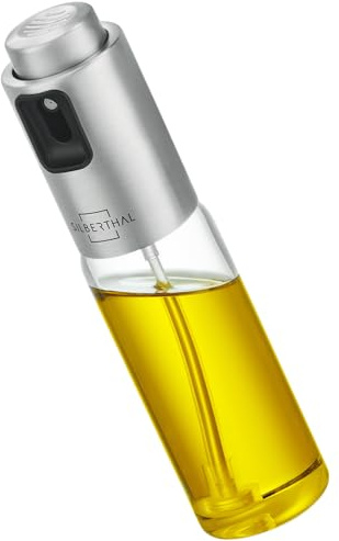 SILBERTHAL Spruzzatore Olio 120ml - Vetro e acciaio inossidabile - Ideale per friggitrici ad aria - Spray per olio o aceto - Lavabile in lavastoviglie
