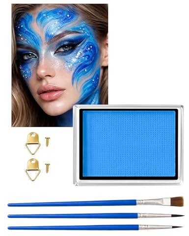 Jutqut Peinture Corporelle Couleurs Pour Visage et Corps, Maquillage Carnaval, Lavable, Non Toxique, Palette De Maquillage Pour Le Visage Avec Pinceau, Peinture Pour Le Visage, Maquillage De Théâtre