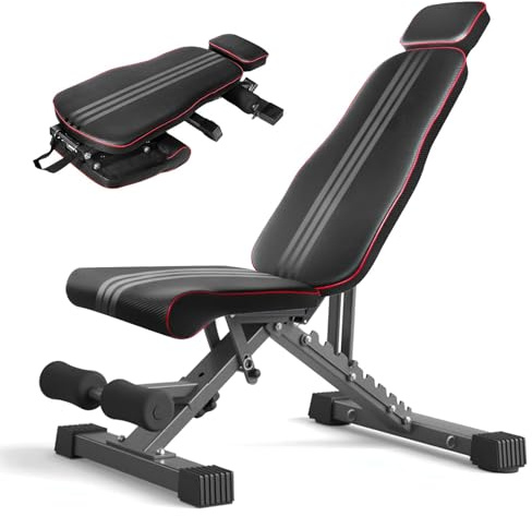 Banc de musculation pliable 300 kg - Pliable et réglable - Banc d'entraînement multifonction - Banc incliné pour entraînement de tout le corps - Chaise de dossier réglable sur 10 niveaux