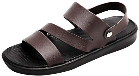 Generisch Chaussures de plage élégantes en cuir pour homme - Sandales avec bride arrière - Sandales romaines ouvertes - Sandales d'extérieur légères - Respirantes et confortables