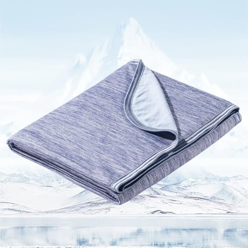 Avoalre Manta Refrescante de Verano 130×170CM Manta Verano de Doble Cara con Fibra de Enfriamiento Japonesa Q-MAX>0.5 Transpirable Suave Anti Estático Alivia Sudor y Ayuda Sueño para Cama Sofá, Azul