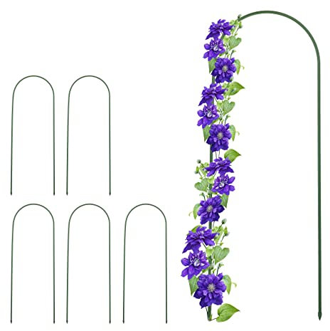 Relaxdays Arches à rosiers, Lot de 6, H x L : 90 x 32 cm, métal, tuteur pour Plantes grimpantes, Arceau, à Poser, Vert