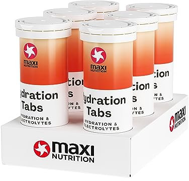 MaxiNutrition Hydration Tabs Watermelon, 6er Pack Elektoyte-Tabletten für erfrischendes Fitnessgetränk, Regenerierung des Mineralhaushalts, zuckerfrei, vegan, ohne künstliche Aromen