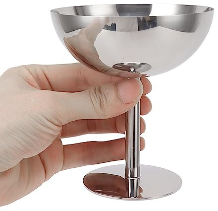 Eisbecher 304 Edelstahl Lebensmittelecht Spülmaschinenfest Stabiler Champagnerkelch Party Familie Bar Café 9,9 x 10,9 x 6,9 cm Metall