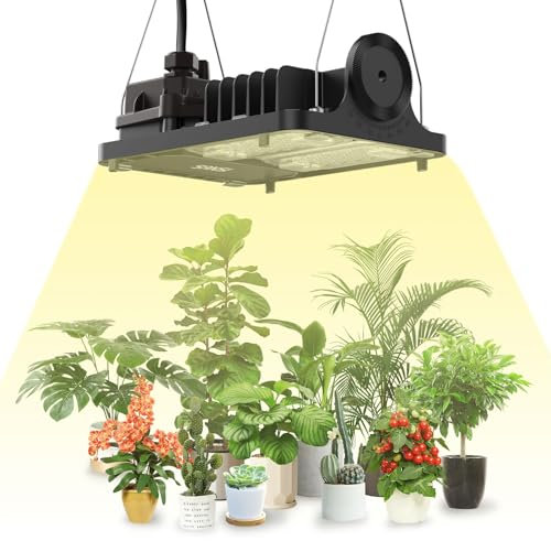 SANSI Dimmable 100W LED Grow Light for Indoor Plants, Full Spectrum Plant Growing Lamp IP54 Waterproof with Optical Lens for Hydroponic Greenhouse Vegs (PPF 158 umol/s, Coverage: 9 Sq Ft)