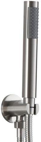 Kit doccia completo satinato in acciaio inox con doccetta in ottone, presa acqua con supporto e flessibile da 150 cm