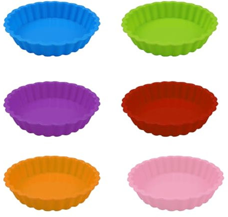 wocpvm 6 Pezzi 11cm Formine per Crostatine Silicone, Antiaderente Teglia per Crostata Silicone Stampi per Crostatine Riutilizzabile per Cheesecake, Crostate, Quiche, Torte, Muffin
