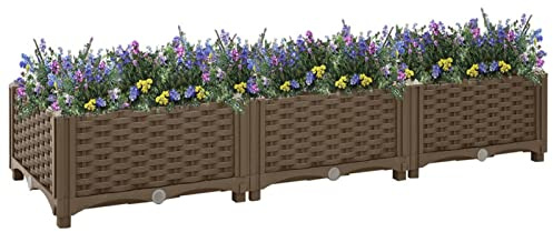 Homgoday Jardinera elevada para exteriores, jardinera elevada para balcón, jardinera elevada para huerto, jardinera de exterior, huerto, vertical, de exterior, 120 x 40 x 23 cm, de polipropileno,