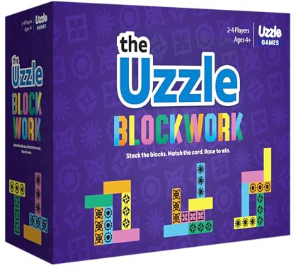 Blockwork by Uzzle Games - Fast-Paced Family Board Game - Multiple Difficulty Levels - Enjoyable and Challenging Puzzle Game – 2 to 4 Players – A Complete Family Night Fun Package - for Ages 4+