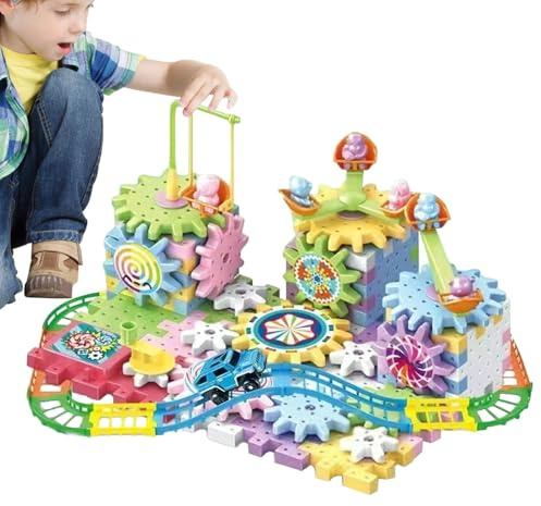 Juguetes de bloque de construcción de engranajes eléctricos, juguete de engranaje,Juguetes educativos de engranajes eléctricos - Juguete giratorio creativo de construcción para mayores de 3 años