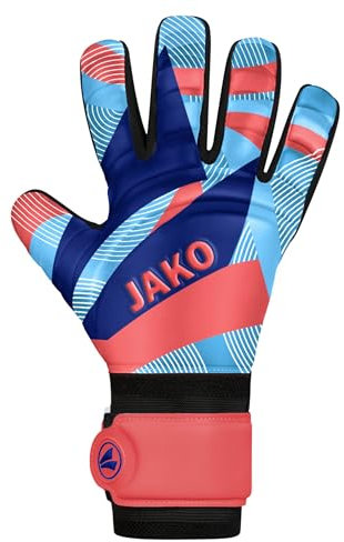 JAKO Unisex Torwart-Handschuhe River Basic Junior RC, Coral/SkyBlue/Navy, 4