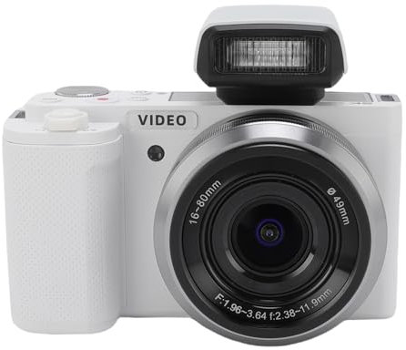 Appareil Photo Hybride 5K 30 IPS avec écran Tactile Rabattable de 3,2 Pouces, Zoom Hybride 15x, Balance des Blancs Professionnelle, Wi-FI, Compact et Compact (White)