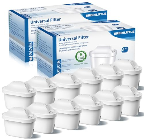 BREOILUTLE 12 PCS Wasserfilter kartuschen Ersatz für Brita® Marella® Kanne Wasserfilter, Filterkartuschen Kompatibel mit Brita® Maxtra+® Plus Maxtra Pro® All-in-1, Reduziert Reduktion von Chlor TDS