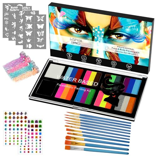 LOPHE Body Paint, 26 Colori Pittura Corpo Professionale Pittura per Il Viso, Trucco Viso Bambini Colori Face Painting per Halloween, Carnevale, Sicuro e Non Tossico