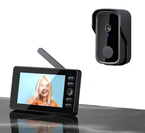 Sonnette sans Fil avec Camera Bluetooth avec écran IPS de 4.3 Sonnette sans Fil 120° Vision Nocturne interphone Portier Video Audio Bidirectionnel,Pas WiFi,Pas APP