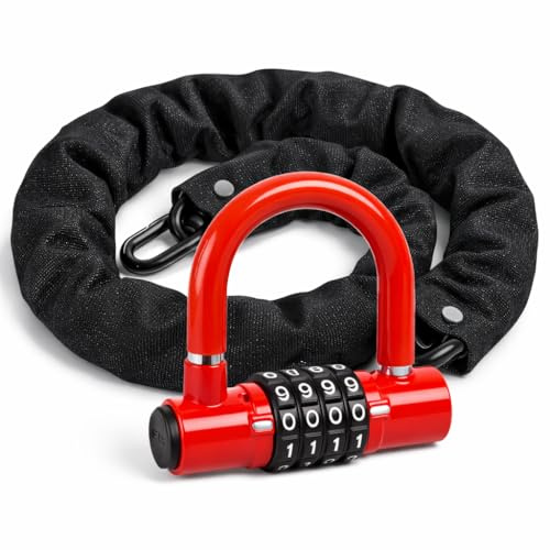 Antivol à combinaison à 4 chiffres pour vélo - Antivol à chaîne avec mini cadenas à étrier