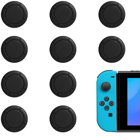 Zeeorymn - 10 tapas de joystick de silicona, tapa de joystick reemplazable, tapa de joystick analógica para interruptor Lite e interruptor OLED - 10 negro