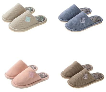 Teceyfeet Lot de 4 paires de pantoufles d'invités lavables unisexes - Chaudes - En feutre - Antidérapantes - Idéales pour les invités, la famille, l'hôtel, les voyages, 40/44 EU