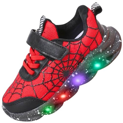 ZOUPREME Zapatillas Luminosas Deportivas Niños, Zapatos con Luces Niño Deporte, Kids Boys Sneaker Shoes (Red,26)