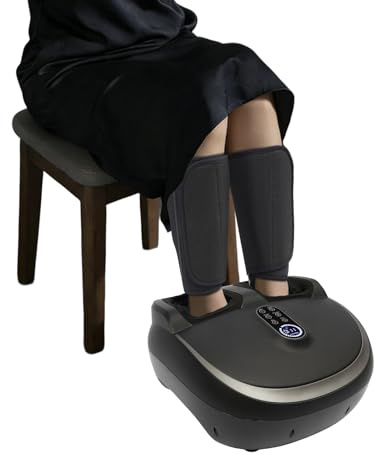 Fotmassageapparat med värmefunktion, 60 W ben- och fotmassageapparat, elektrisk fot- och vadmassageapparat för hem och kontor (svart)